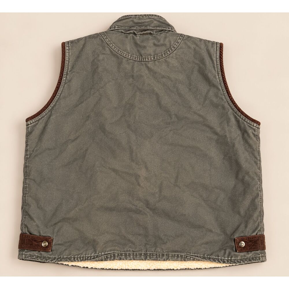 Vintage Wrangler HERO Sherpa Lined Canvas Vest Men’s L Gray Brown Corduroy Workw - Picture 2 of 3